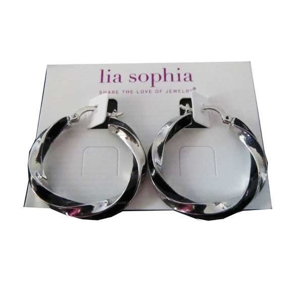 LIA SOPHIA "TWIST & SHOUT" HOOP PIERCED EARRINGS - Picture 1 of 4